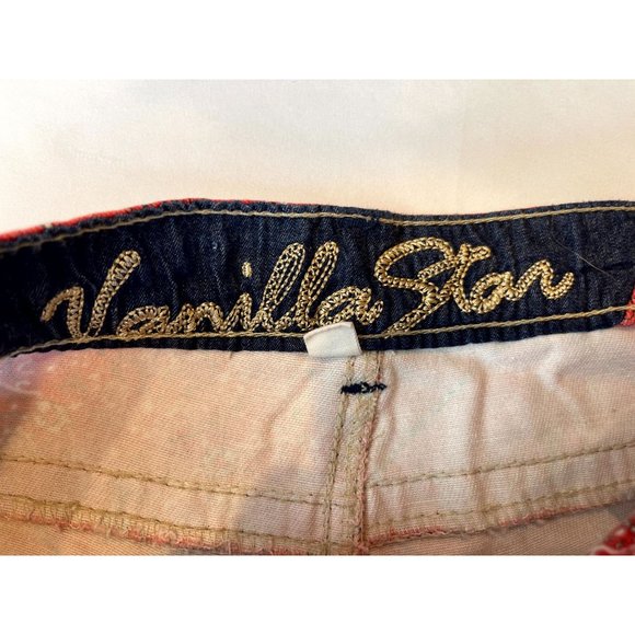 Vanilla Star Womens Floral Cut Off Shorts Stretch Lace Crocheted Red Black SZ 5 - Picture 7 of 10